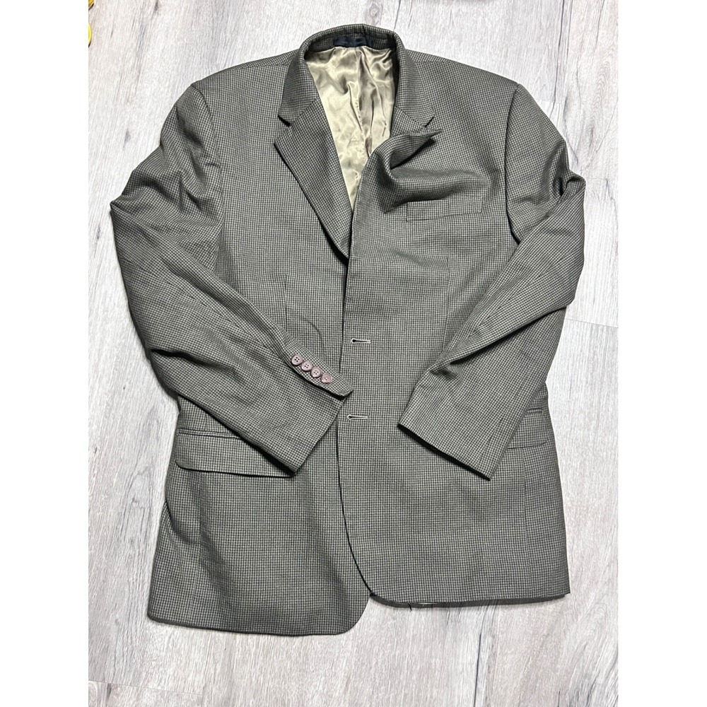 Lauren Ralph Lauren Mens Brown Micro Check 2 Button Blazer Sport Coat Jacket